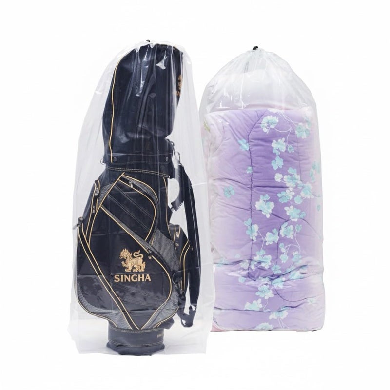 SPICY SERVED Big Plastic Bags Multi-Purpose Drawstring Bag Set Dust Cover For Keeping Golf's Bag, Picnic Mattress Good for Household Organizing Reusable Set of 2 Sizes - Image 1